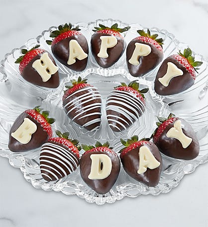 Happy Birthday Belgian Chocolate Covered Strawberries